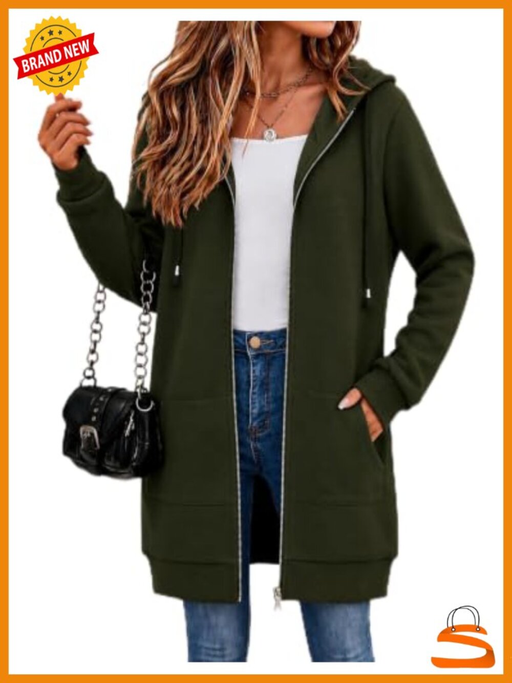 Zip Up Hoodie Long Tunic Sweatshirt Oversized Fleece Casual Hooded Jacket